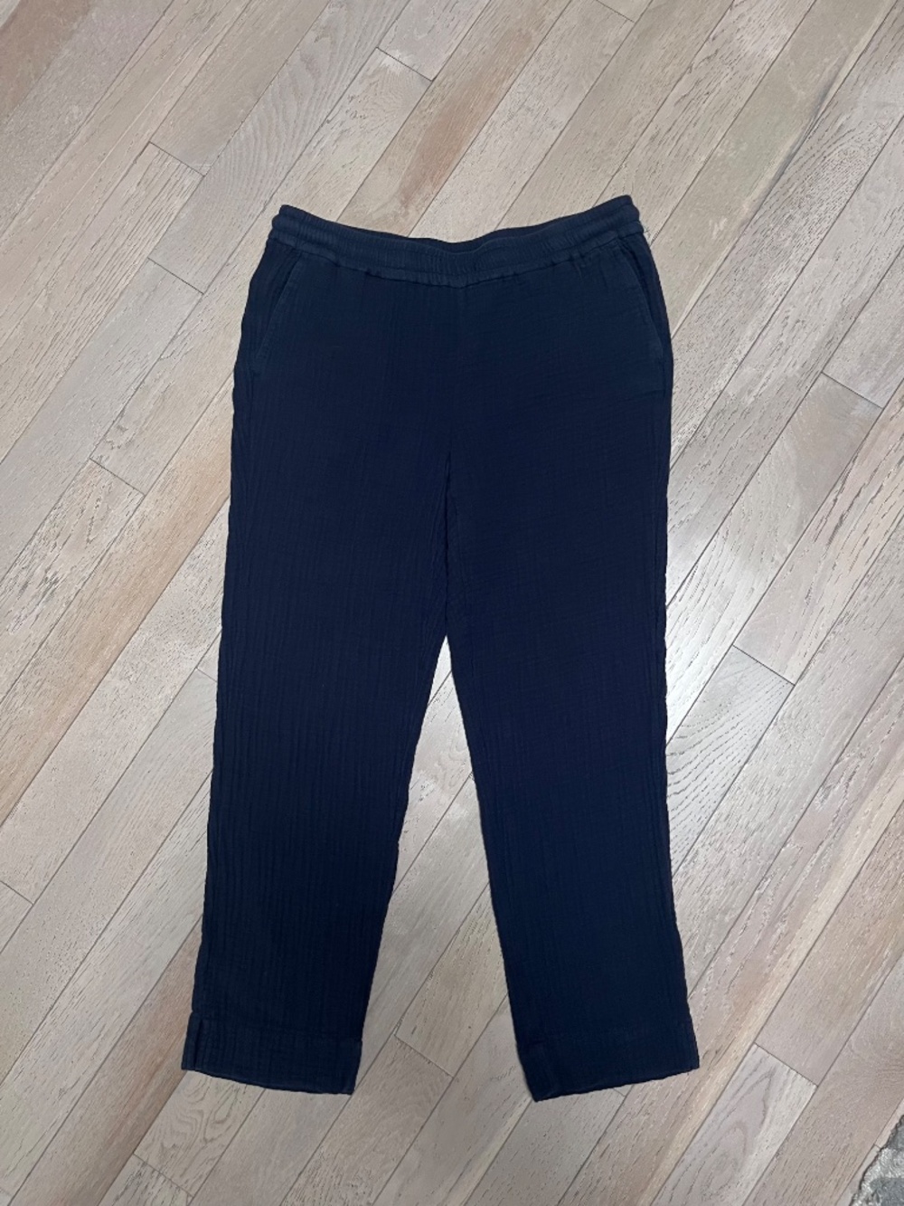 J.Jill Navy Blue 100%Cotton Gauze Crop Pants Women's Small Pull-On Elastic Waist